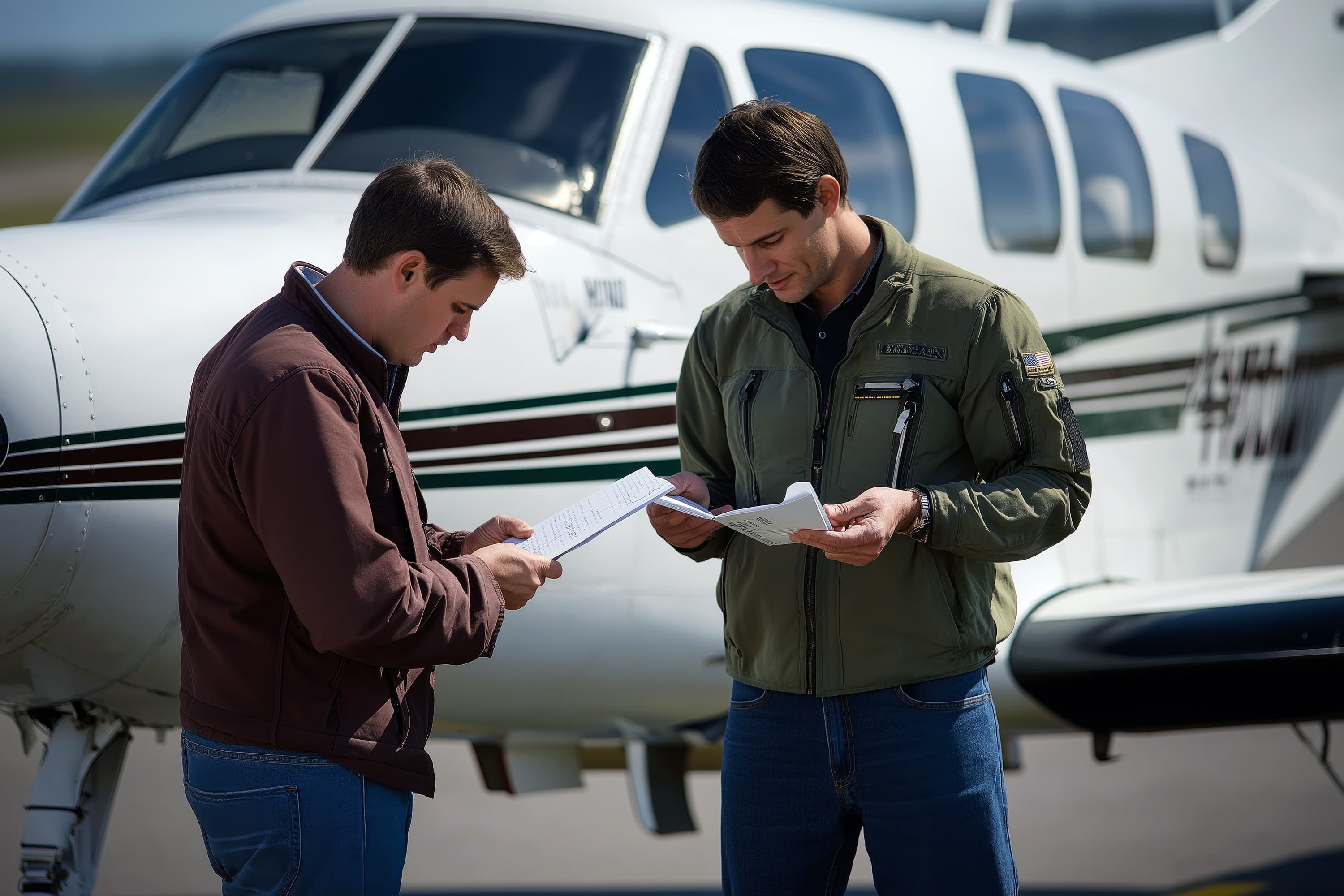 Flight instructor teaching a student pilot